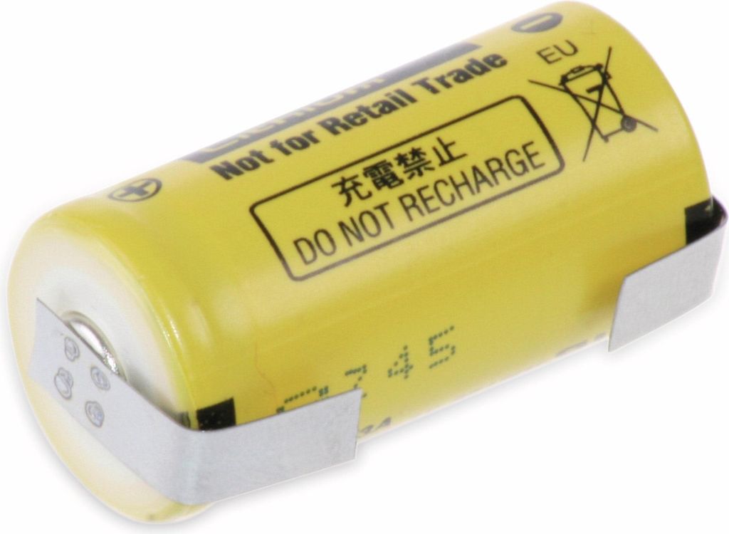 PANASONIC Lithium-Batterie BR 2/3A, mit U-Lötfahne, 3 V-, Produktbild 