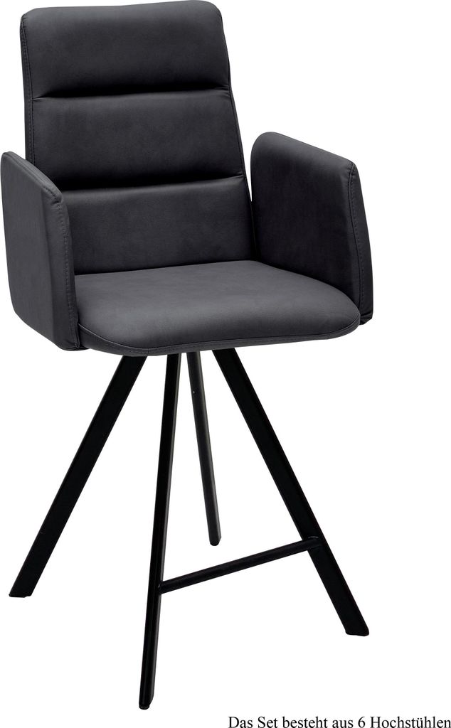 Thekenstuhl (6er-Set) Delfine 52x109x60 Schwarz/Anthrazit