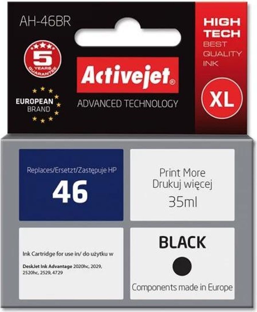 Activejet Zamiennik tuszu do drukarki HP 46 CZ637AE Premium czarny 35 ml