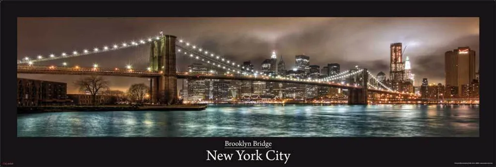 Décoration Murale New York Brooklyn Bridge HDR avec Rails Alu 93,5 cm
