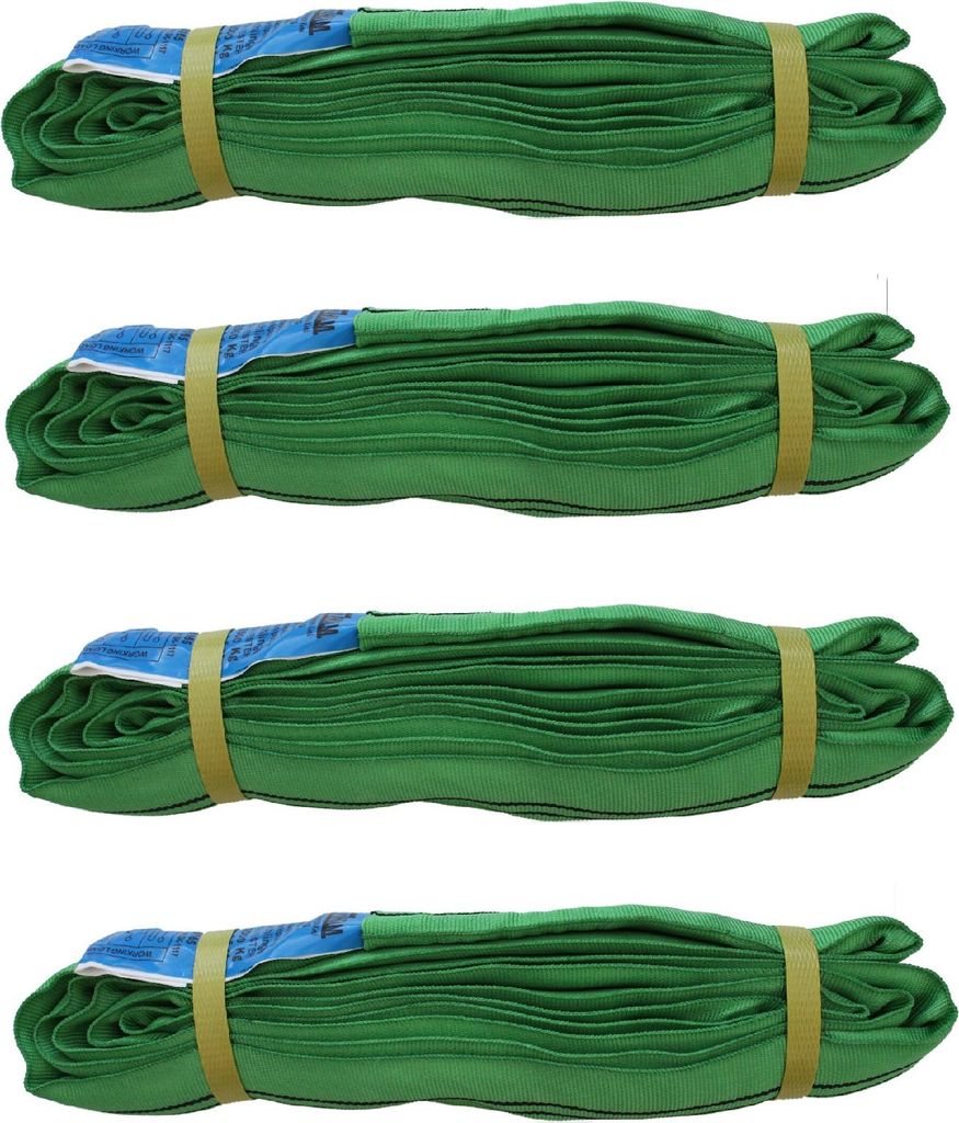 4x Rundschlinge 2000 kg 2 to grün 3 m Umfang Hebeband Produktbild 
