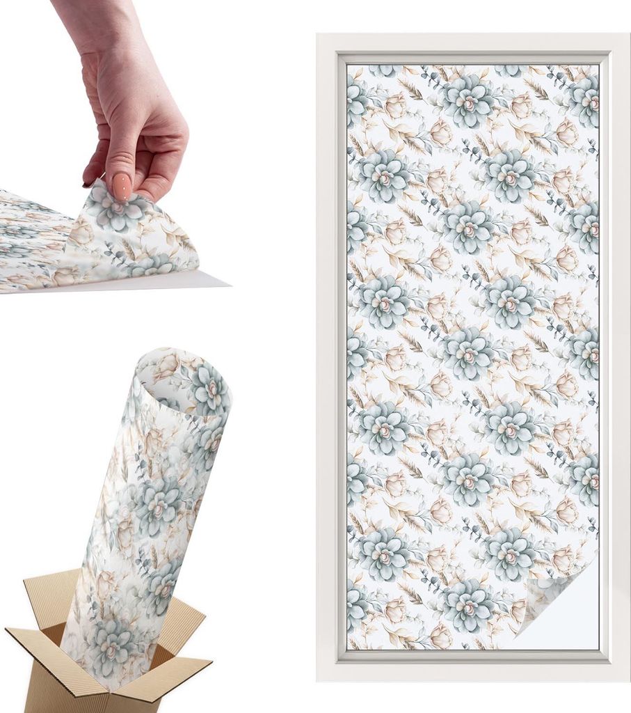 Buntglasfolie für Fenster – 116x50 cm – Stained-Glass-Fensterfolie, dekorativ & blickdicht – Selbstklebende Glasdekorfolie im Buntglas-Desig...