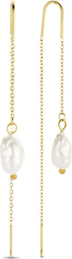 CO88 Collection Ohrringe für Damen – Ohrringe aus Stahl zum Einfädeln – Perlenohrringe – 7,5 x 6 mm – 7,5 cm – Stahl – Goldfarben –...