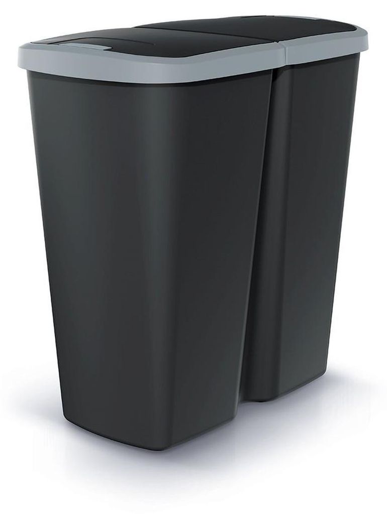 Afvalbak Prosperplast COMPACTA Q DUO, 45 liter, zwart met Productafbeelding 
