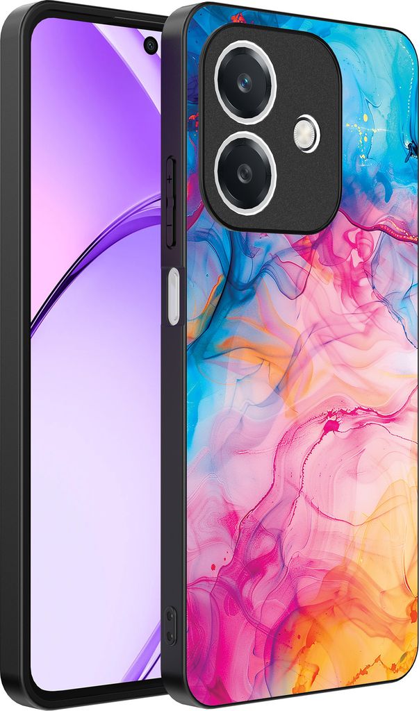 Smartphonica Telefon Fall geeignet für Oppo A3 - A3X mit Regenbogen Acryl Marmor Druck - TPU Backcover Fall Regenbogen Acryl Marmor Design