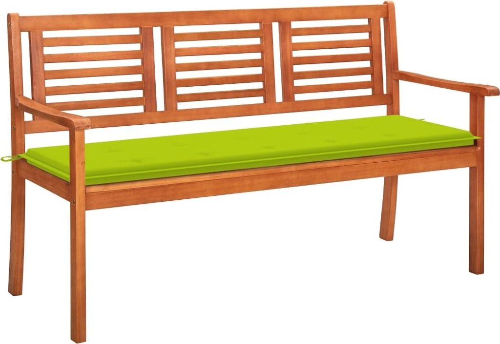 Möbel 3-Sitzer-Gartenbank mit Auflage 150 cm Massivholz Eukalyptus - Gartenbänke 3061007