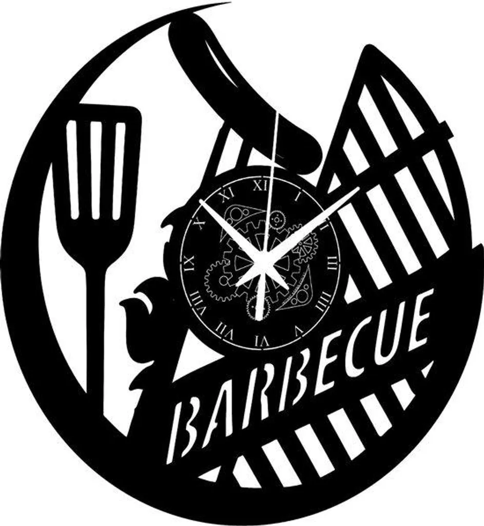 Horloge de cuisine silencieuse design Barbecue Grill en acier brossé