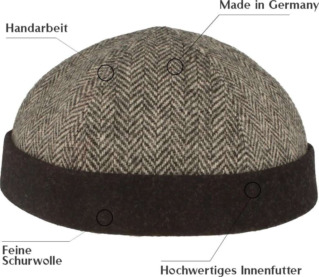 Cappello da Marinaio Bullani - Docker Vintage in Lana Vergine Pura - 2