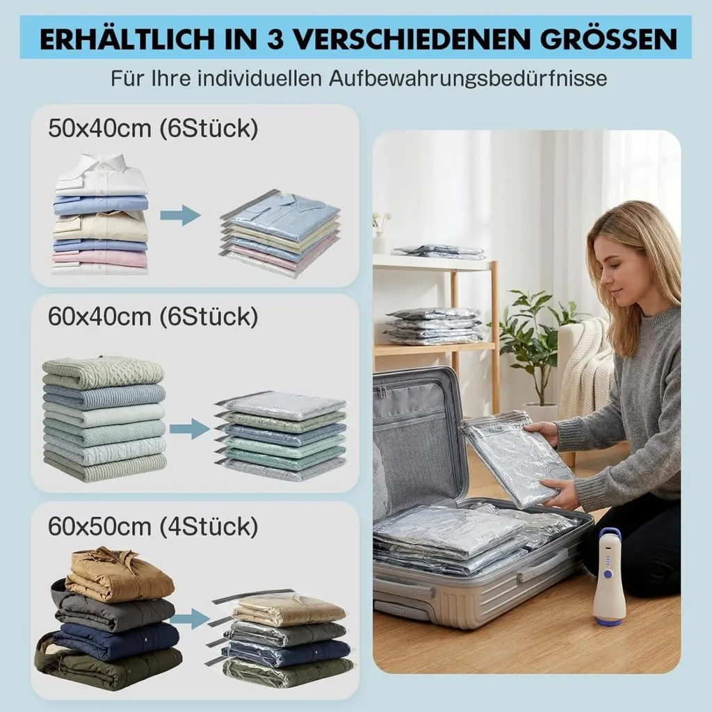 Sacs de Compression sans Pompe pour Doudounes - Ensemble de 12 Housses
