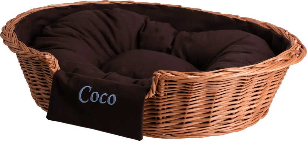 Cestino Ovale per Cani in Vimini 80x60 Personalizzato con Nome