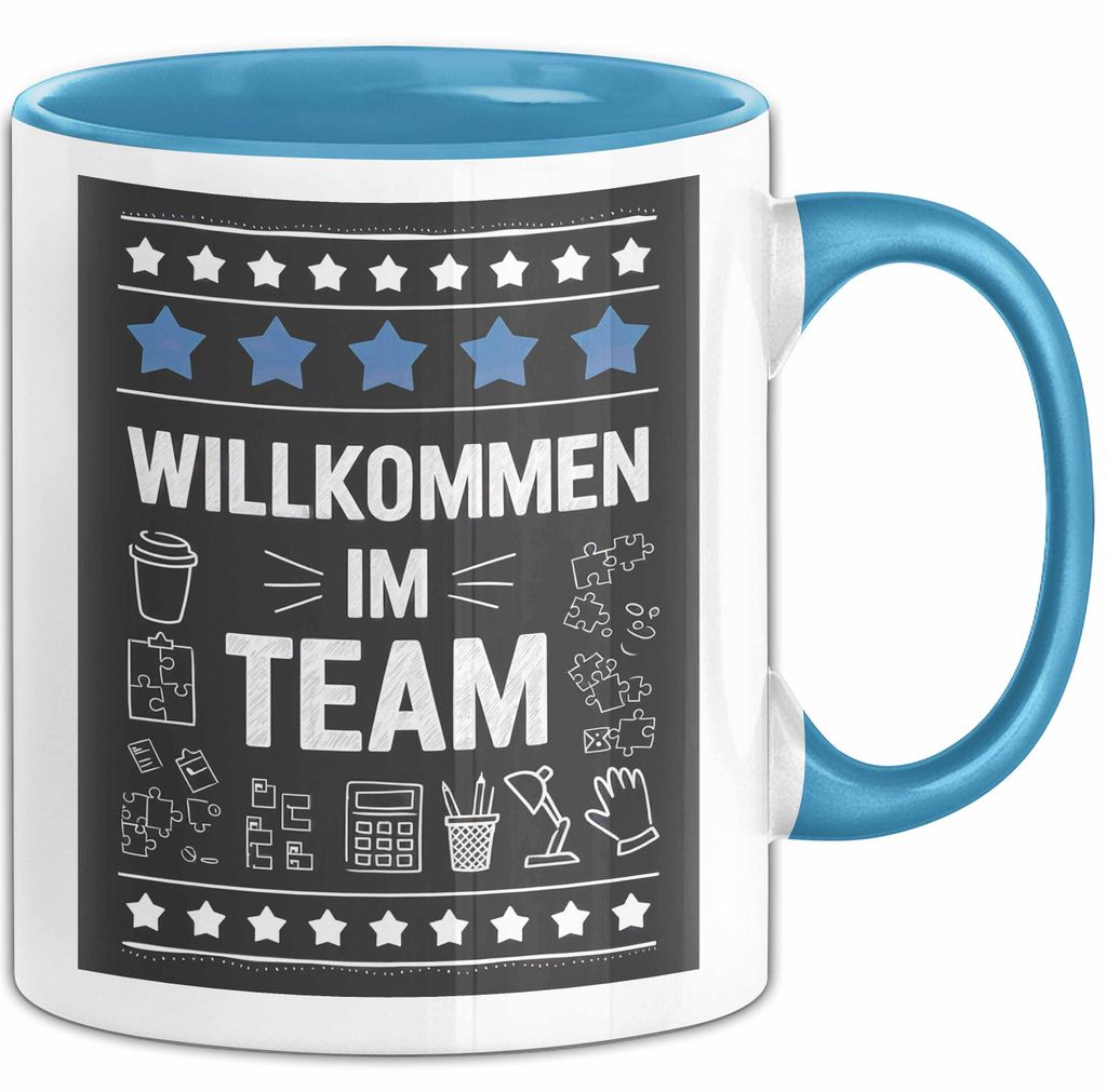 Office Arbeitskollege Tasse Geschenk Lustige Geschenkidee Spruch Willkommen Im Team (Blau)