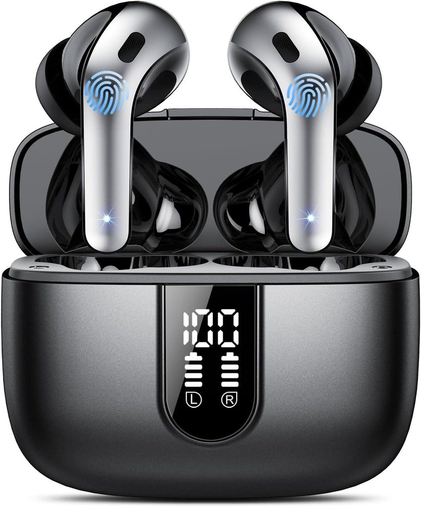IKT In-Ear Kopfhörer Bluetooth 5.3, 50H Akkulaufzeit, ENC Noise Cancelling, IPX7 Wasserschutz, USB-C Ladecase