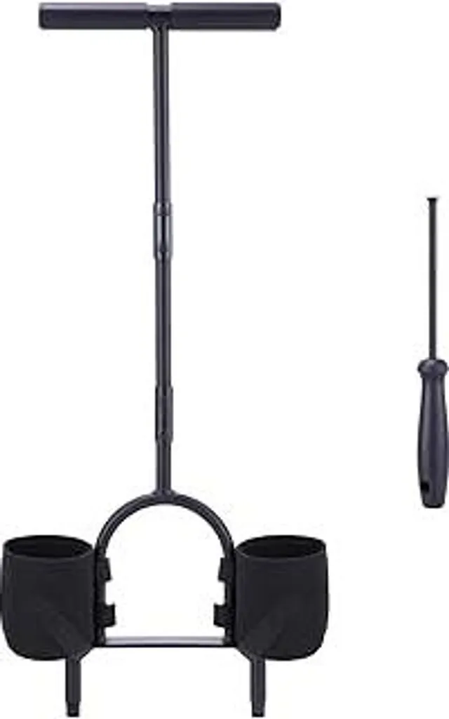 Aerificatore Ohuhu per prati Aeratore per prati Aeratore per prati con cucchiaio cavo con sacchetto di conservazione e strumento di pulizia, aeratore per prati con impugnatura a T pesante per terreni compatti Cura del prato