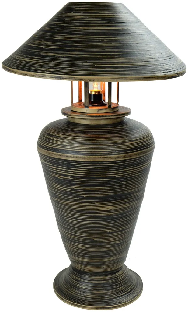 Lampe de Chevet Noire en Bambou pour Ambiance Zen et Déco Asiatique 65cm