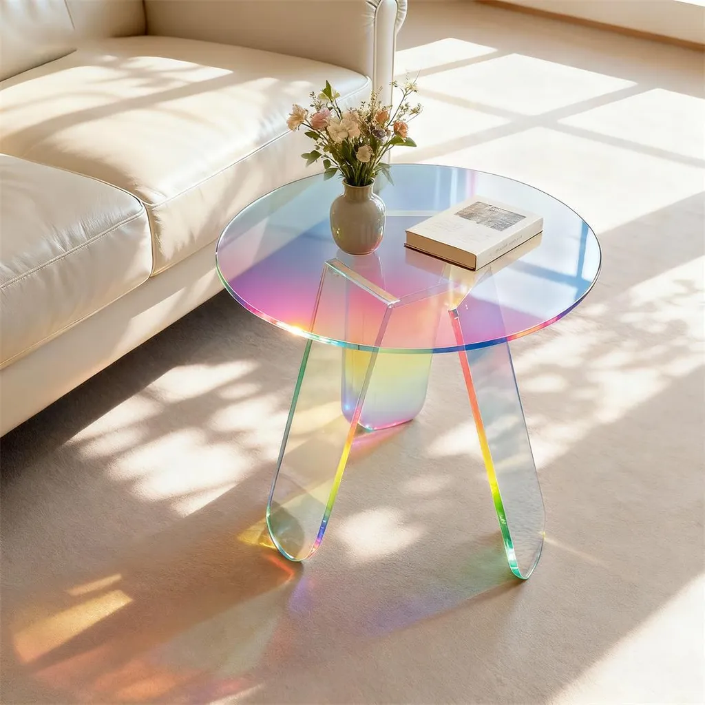 WISFOR Tavolino Salotto in Acrilico - Salvaspazio con Tappetino PVC
