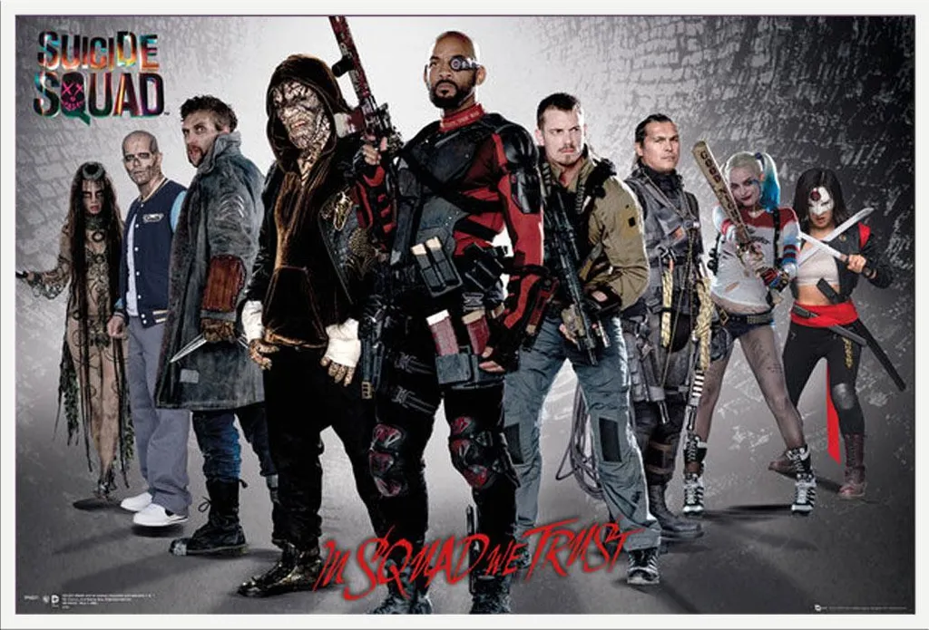 Poster Encadré Suicide Squad sous Cadre Blanc Shinsuke® Vitre Acrylique