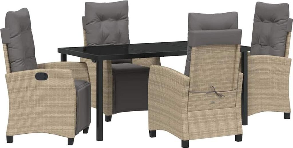 "2026 MODERNE" Garten Essgruppe - elegantes Design - Sitzgruppe/Tisch+ Stuhl - mit Kissen 5 pcs Beige Poly-Rattan - Terassenmöbel NeuMöbel137625