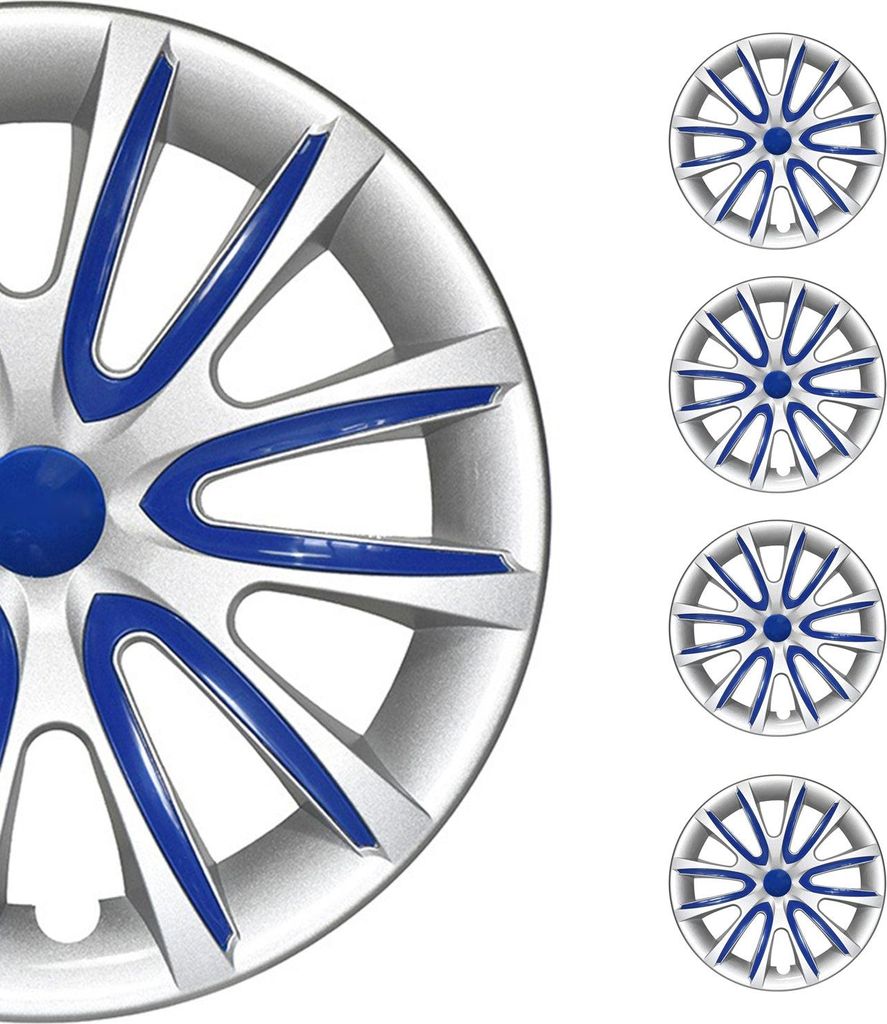 4x Radblenden Radkappen Radzierblenden für 14" Zoll Stahlfelgen Grau Dunkel Blau
