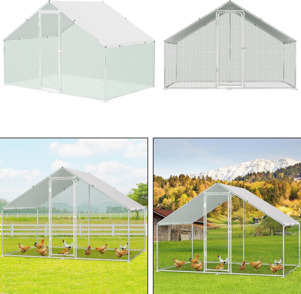 Aopunly Hühnerstall Hühnerhaus Dach Geflügelstall Kleintier Ställe Freilaufgehege mit abschließbare Tür, 3 x 2 x 2 m