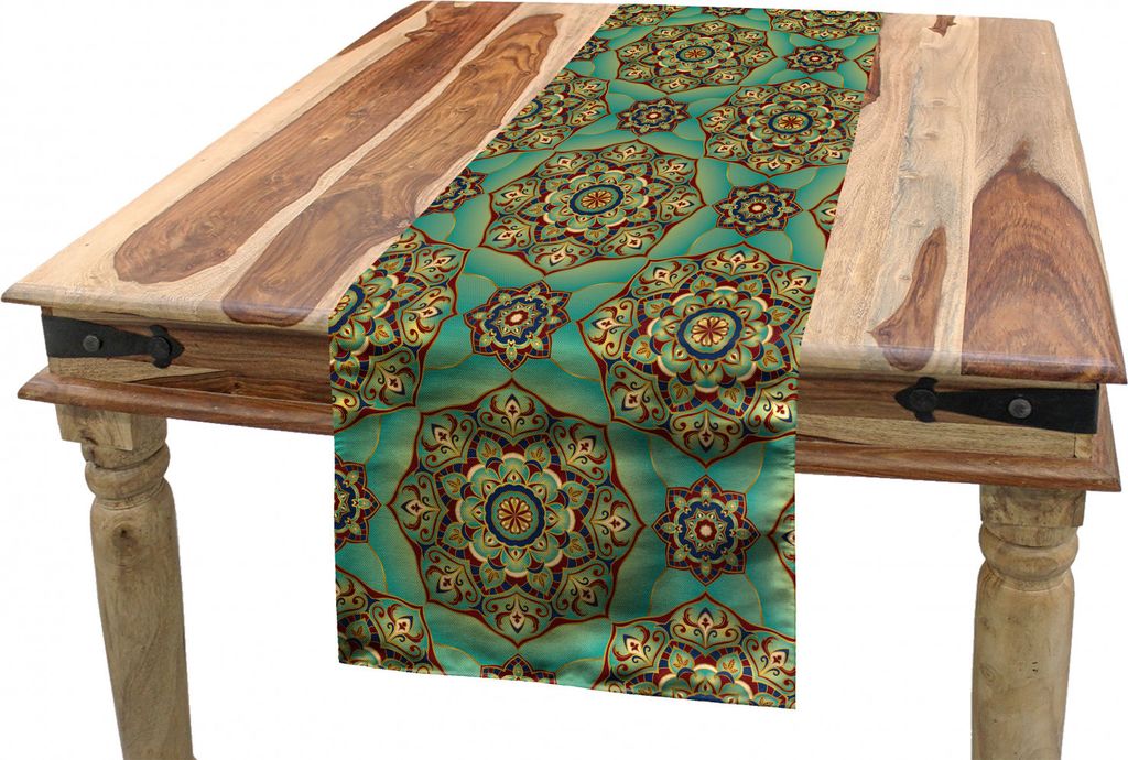 ABAKUHAUS Mandala Tischläufer, Oriental-Strudel, Esszimmer Küche Rechteckiger Dekorativer Tischläufer, 40 x 300 cm, Mehrfarbig