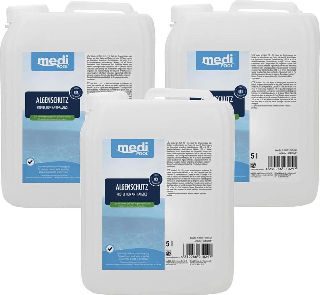 mediPOOL Hochkonzentriertes Algenschutzmittel schaumarm für Produktbild 