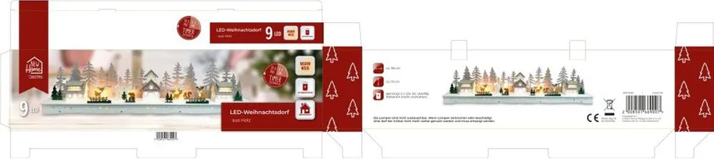 Décoration de Noël Village en bois de 78cm pour Calendrier de l'Avent