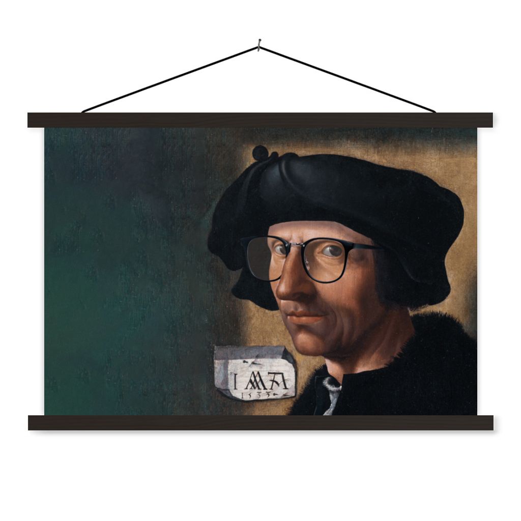 MuchoWow Textilposter Selbstporträt - Jacob Cornelisz van Oostsanen 120x80 cm mit schwarzem Rahmen - Wanddeko