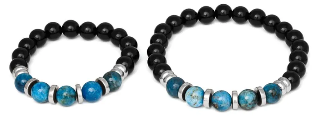Bracelet oeil de tigre et pierre de lave MINK137/SET protection et force