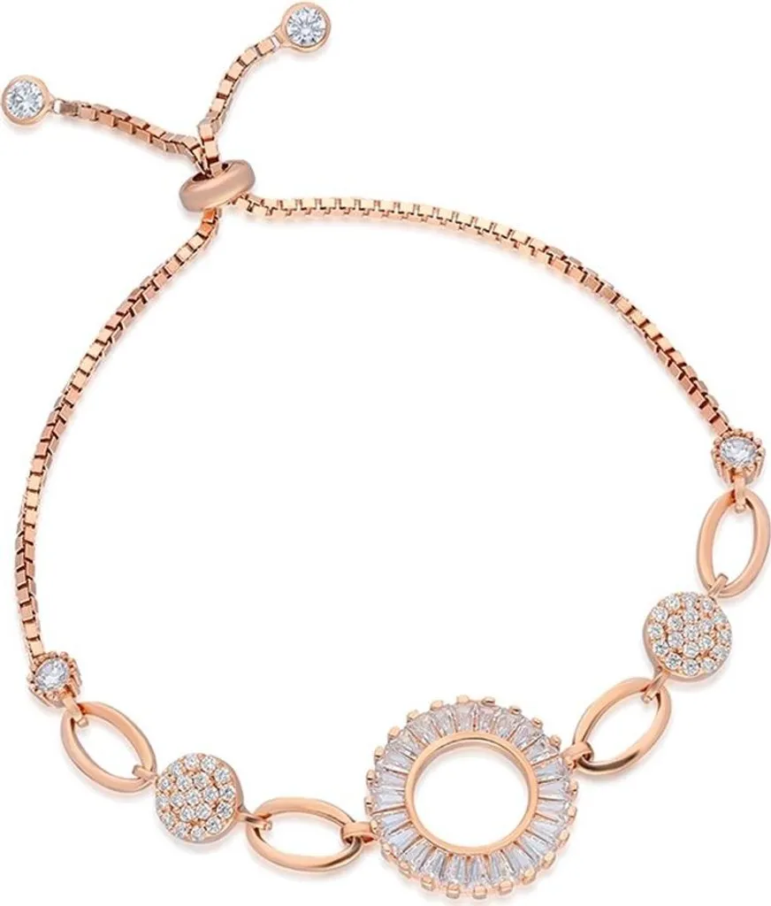 Bracelet Baguette en Argent 925 Daire - Gourmette Femme Zircone Rose