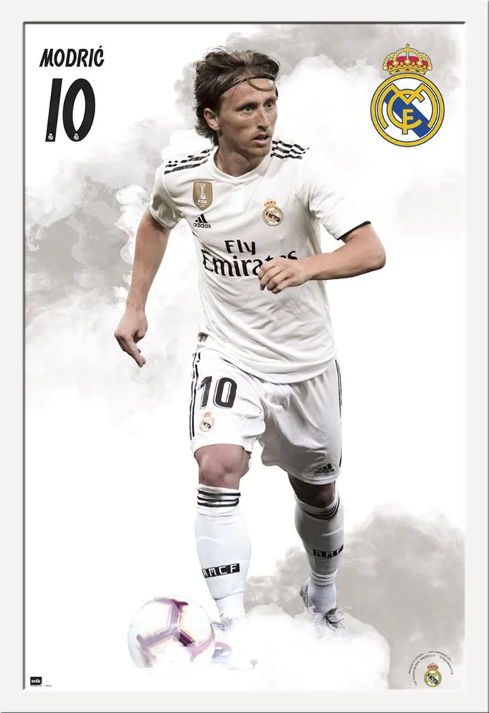 Quadro Luka Modric Real Madrid 18/19: Poster e Cornice MDF Bianca