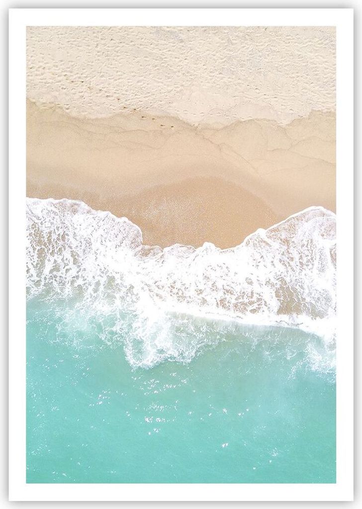 Poster - Poster ohne Rahmen - Meer Welle Sand - 70x100 cm - Wand Bild - Wanddeko - Wandbilder - Kunstposter - Wandposter - Bilder - Kunstdruck - Wa...