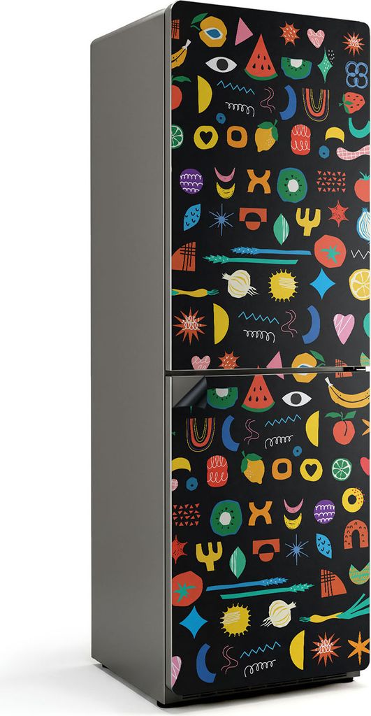 Bunte abstrakte Formen – Magnetische Kühlschrank Abdeckung – Dekorfolie magnetisch Küche – Kühlschrank Magnet Deko – selbstklebende Magn...