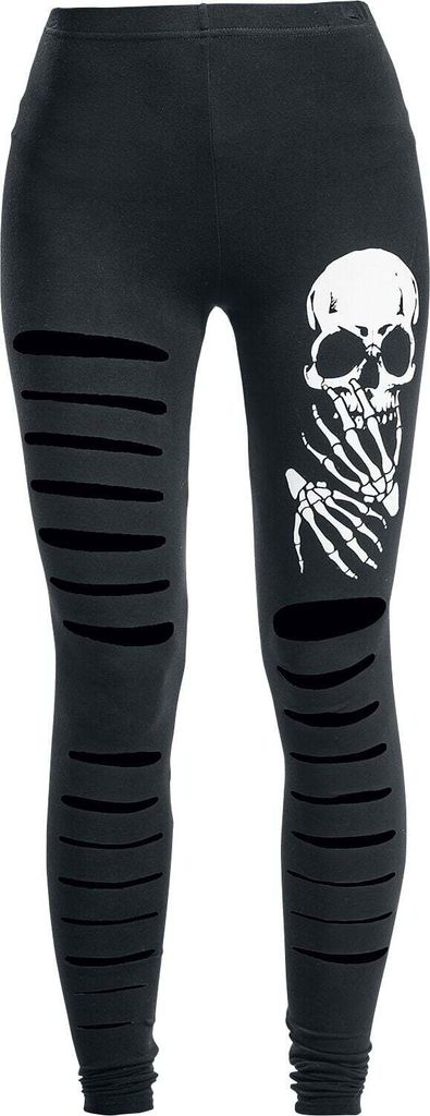 Banned Alternative Leggings Damen Slashed Skull schwarz S