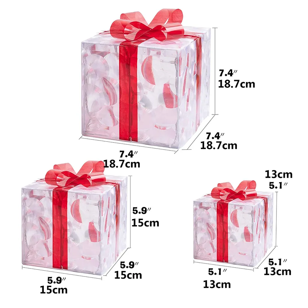 Boîtes Cadeaux Lumineuses de Noël Cristallines - Décoration Pied Sapin