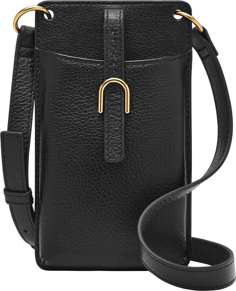 Petit sac à épaule Vada en cuir noir avec bandoulière ajustable Fossil