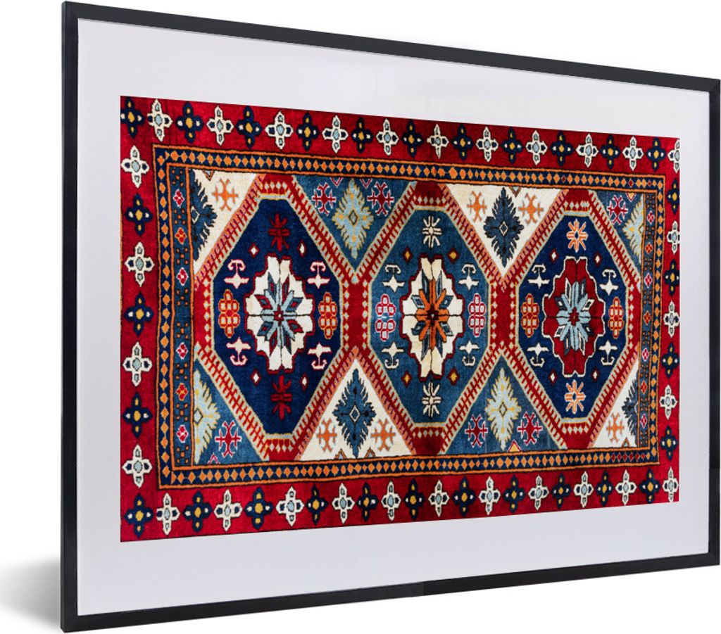 MuchoWow Gerahmtes Poster Teppich - Muster - Vorleger 40x30 cm - Poster mit Schwarzem Bilderrahmen Wandposter Rahmen Foto Bilder - Bilderrahmen -...