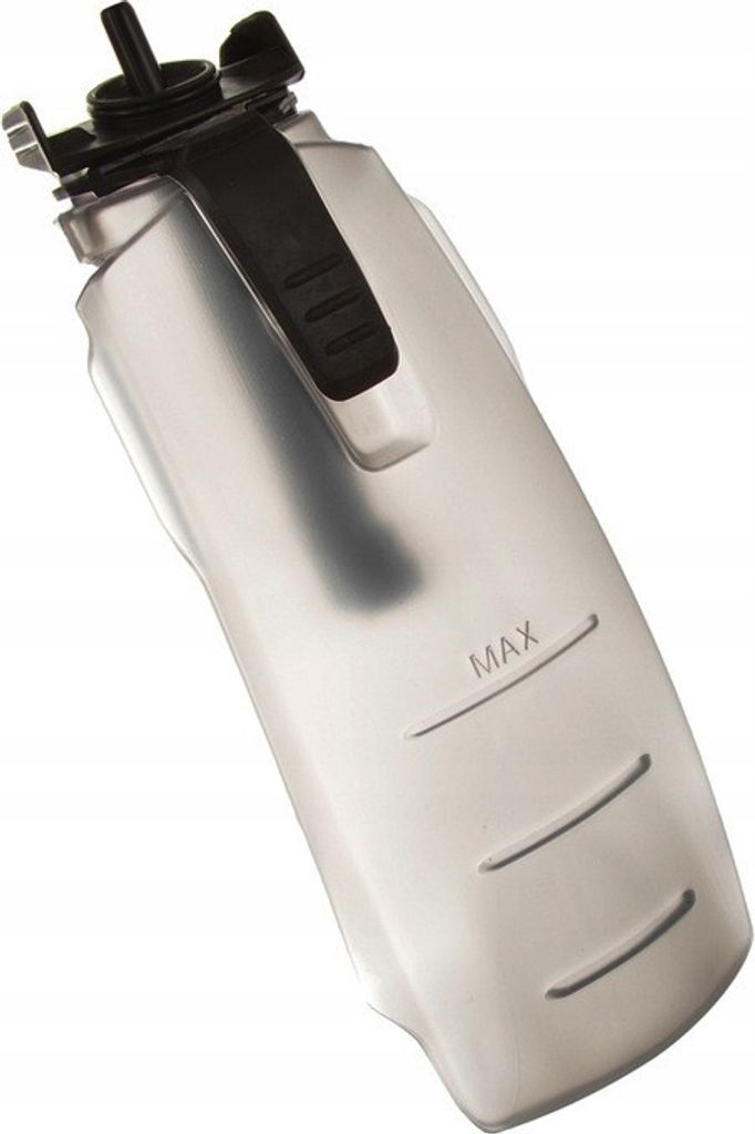 A clear plastic water tank with a black nozzle and handle, marked with a 'MAX' fill line.