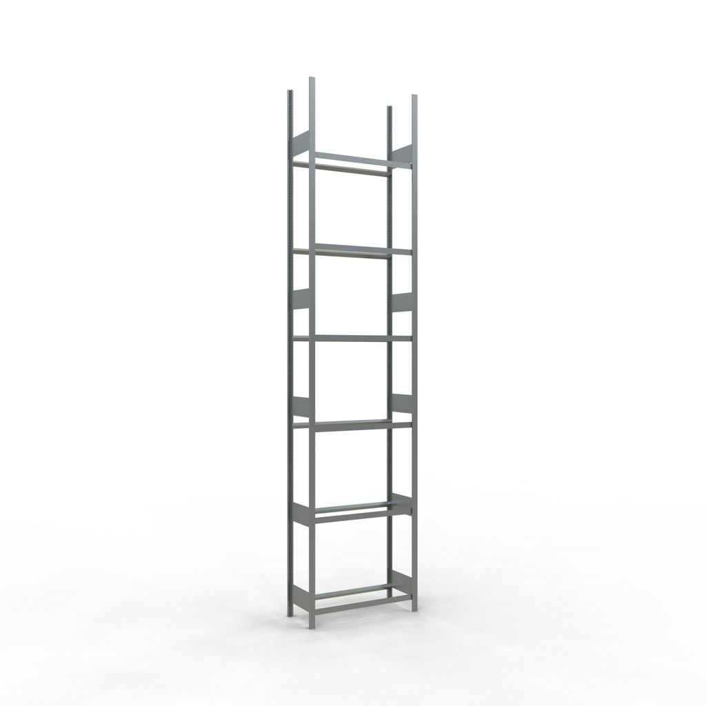 Rädergrundregal 4500x1000x400 mm - 6 Ebenen á 1000 mm, verzinkt
