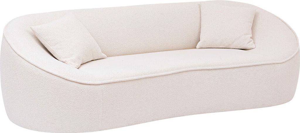 Eazy Living Bouclé Samt 3-Sitzer Sofa Odil Weiß