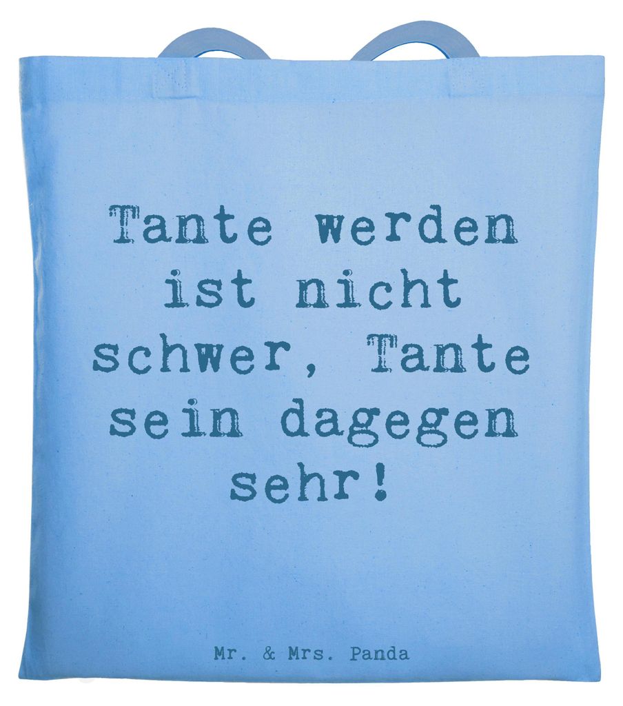 Mr. & Mrs. Panda Baumwolltasche Spruch Tolle Tante - Sky Blue - Geschenk, Liebe, Geschenke für Tanten, Jutebeutel, Neffe, Nichte, humorvolle Sprü...