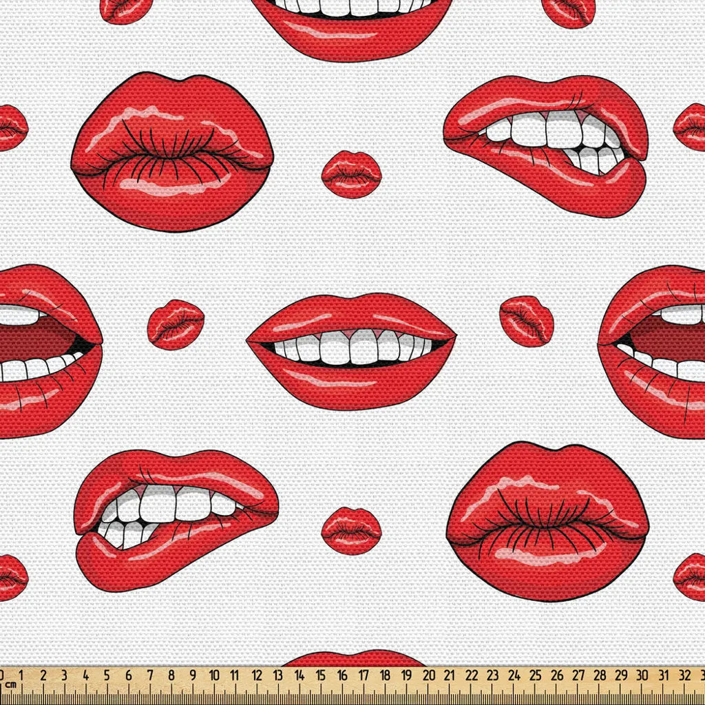 Tissu pour couture créative motifs lèvres rouges 3 mètres décoration maison