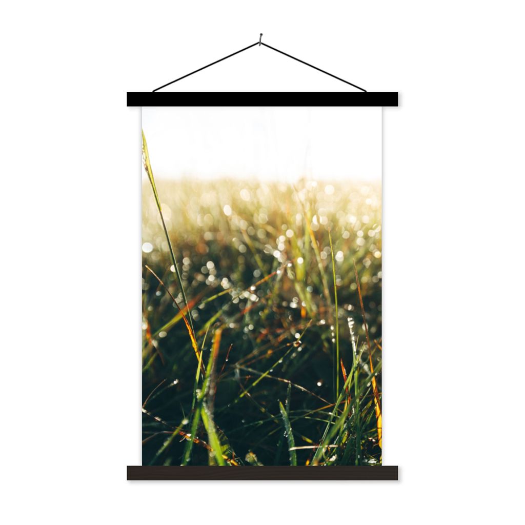 MuchoWow Textilposter Rasenfläche - Pampasgras 40x60 cm mit schwarzem Rahmen - Wanddekorationen