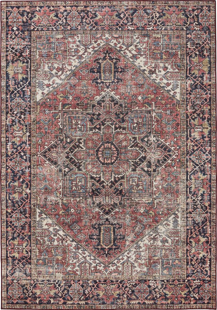 Waschbarer Teppich George Multicolor/Beige 60x120 cm Wohnzimmer Rechteckig benuta