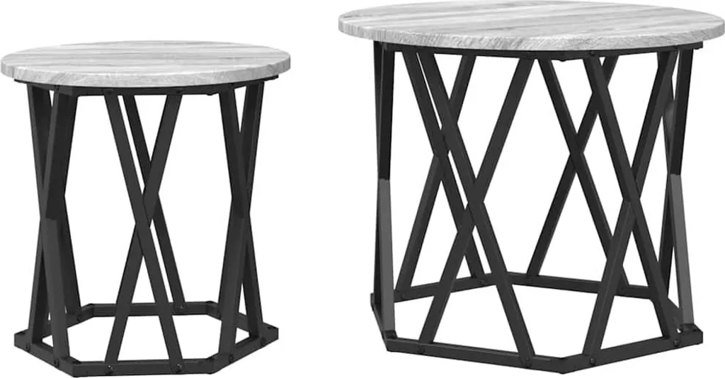 SYFAX™ Tavolo laterale 2 pcs Grigio Sonoma