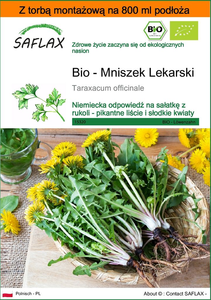 SAFLAX - Garden in the bag - Bio - Mniszek Lekarski - 400 Zdjęcie produktu 