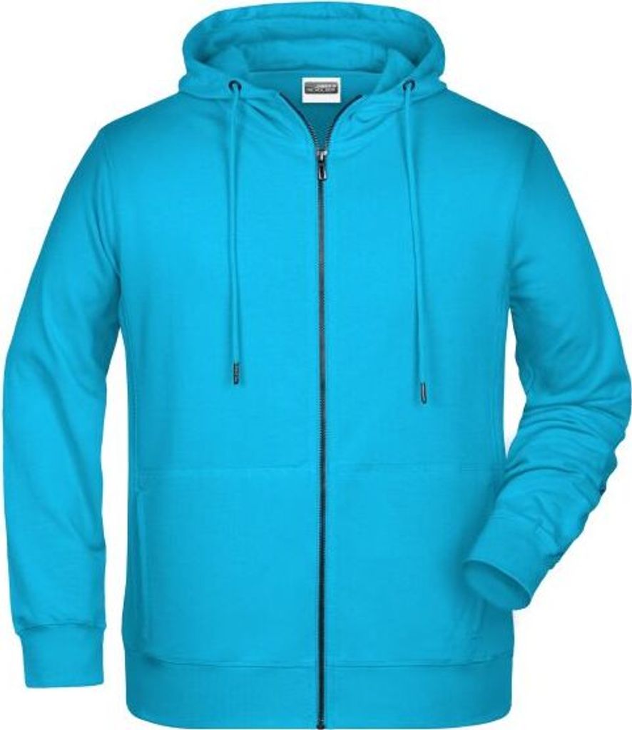 Sweat-Jacke mit Kapuze und Reißverschluss turquoise, Gr. S