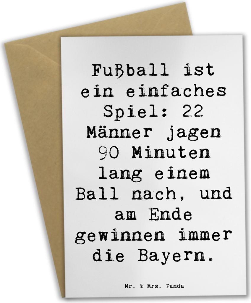 Mr. & Mrs. Panda Grußkarte Spruch Fußball Bayern - Weiß - Geschenk, osterkarten, Teamsport, 22 Männer, Ballberührung, Sieg, Ballspiel, Klappka...