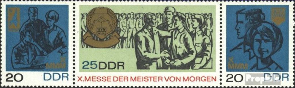 Briefmarken DDR 1967 Mi WZd180 (kompl.Ausg.) (Dreierstreifen mit 1320-1322) postfrisch Messe der Meister von morgen