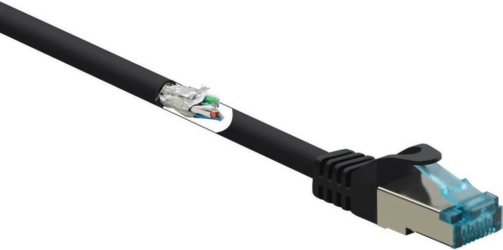 Renkforce RF-5043936 RJ45 Patchkabel CAT 6a S/FTP 15.00 m Schwarz Flammwidrig 1 St.