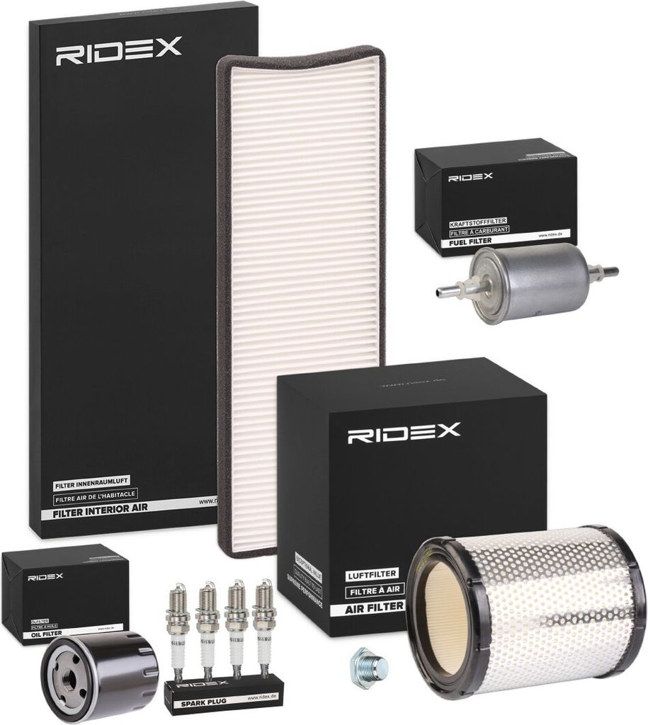 RIDEX Inspektionspaket Filterset passend für PEUGEOT 306 Schrägheck (7A, 7C, N3, N5) 306 Cabriolet (7D, N3, N5) 306 (7B, N3, N5)